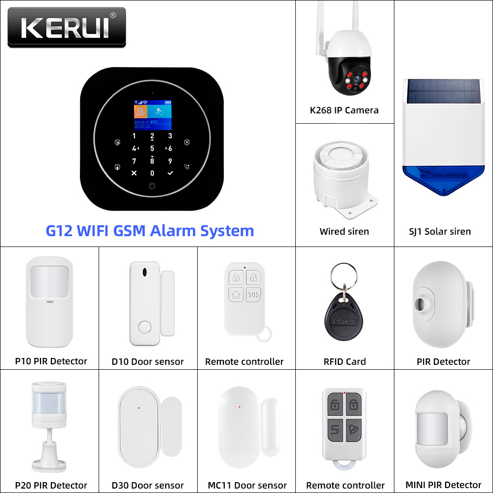 Sim Gsm Alarm - KERUI G12 2G Wi-Fi Беспроводная домашняя