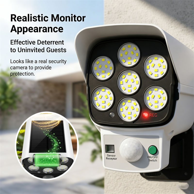Home Security Flood Lights - Солнечная камера-имитация с датчиком движения, светодиодным