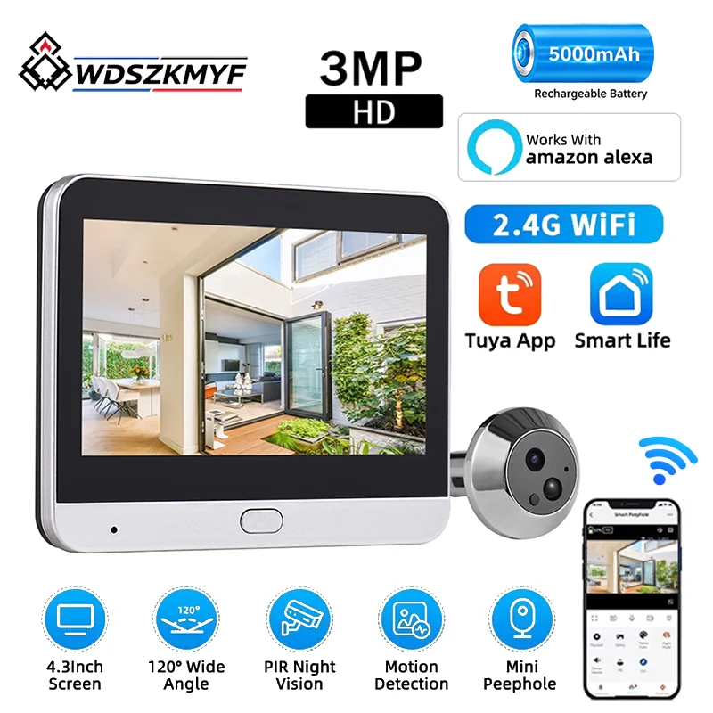 Умный WiFi-видеоглазок Tuya с  – обзор и цена Home Security Front Door Camera